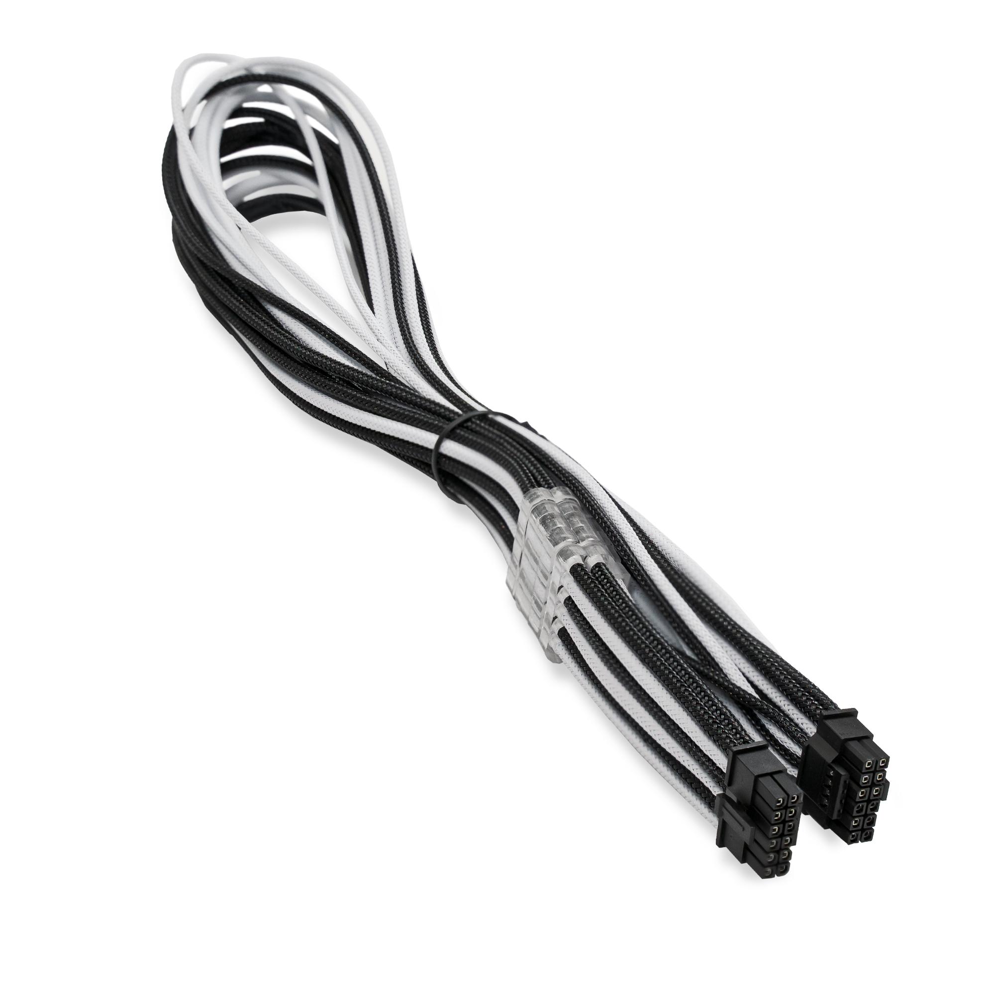 A large main feature product image of GamerChief 12VHPWR 60cm Male to Male Sleeved Cable (Black/White)