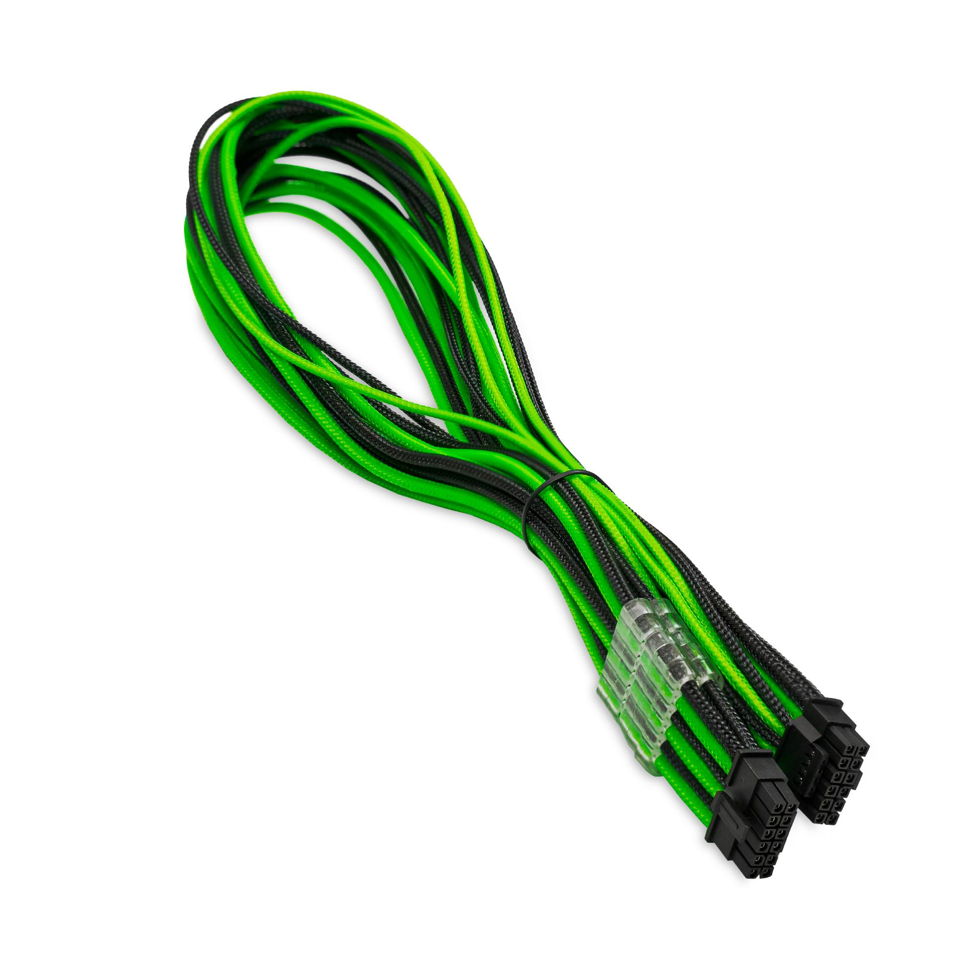 A large main feature product image of GamerChief 12VHPWR 60cm Male to Male Sleeved Cable (Black/Green)