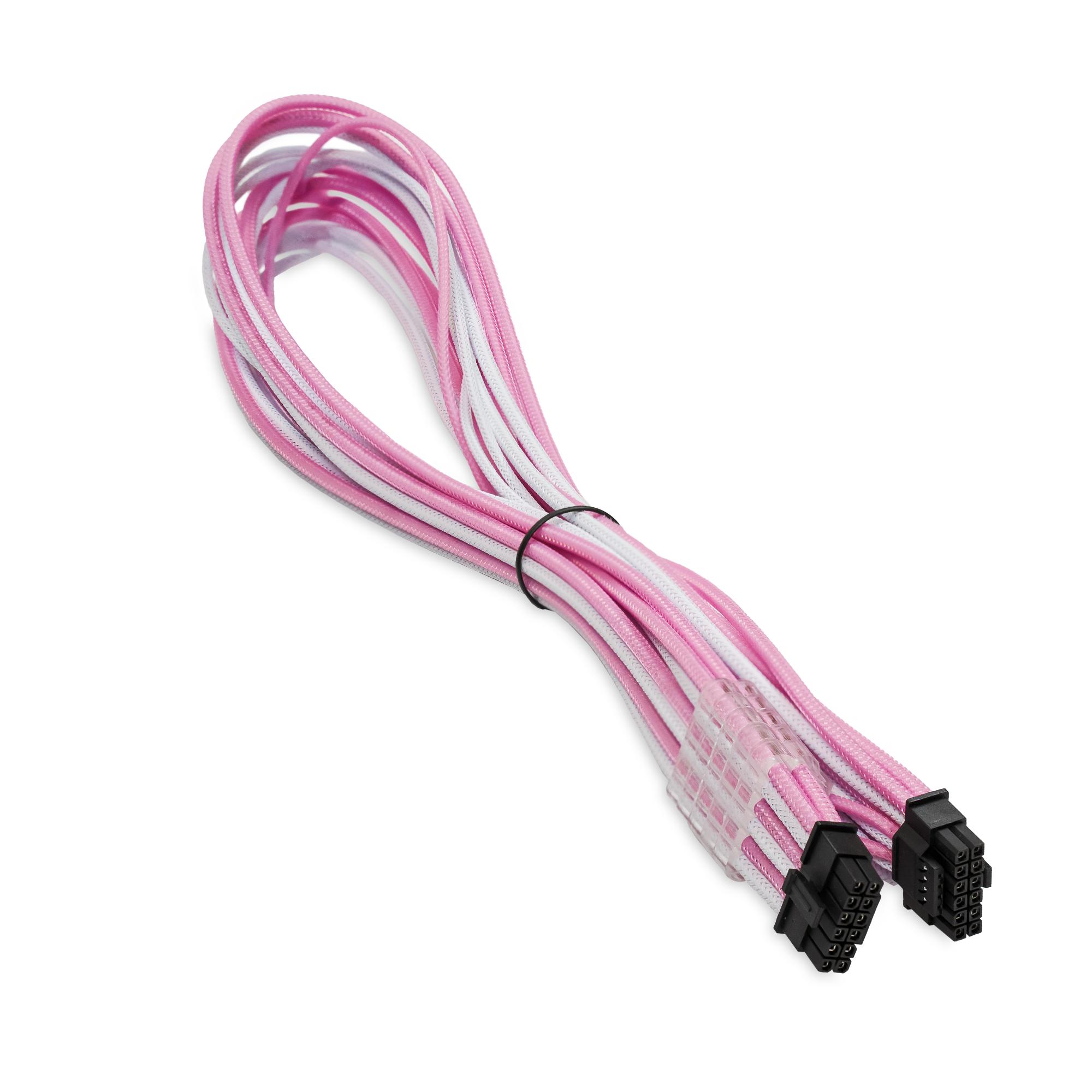 A large main feature product image of GamerChief 12VHPWR 60cm Male to Male Sleeved Cable (Pink/White)