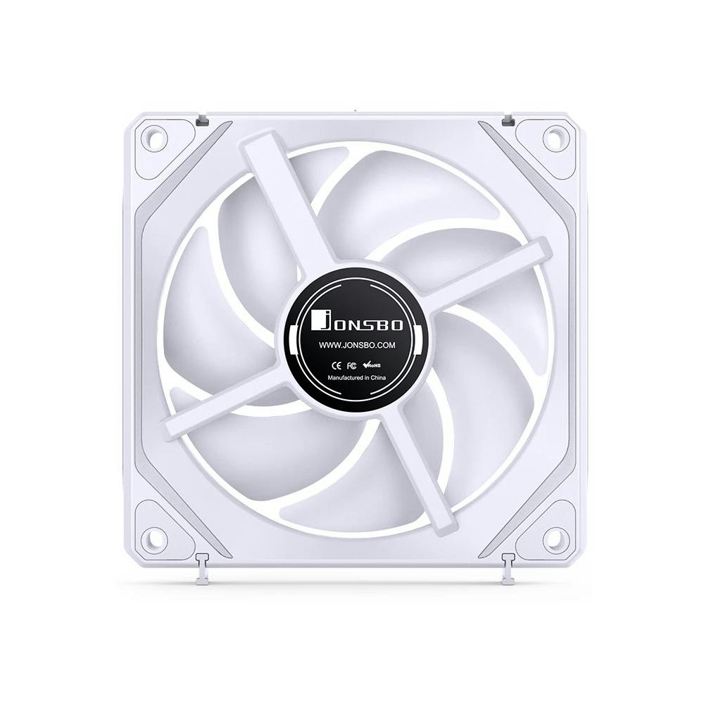 A large main feature product image of Jonsbo ZL-120 ARGB 120mm PWM Reverse Blade Modular Fan 3-Pack (White)