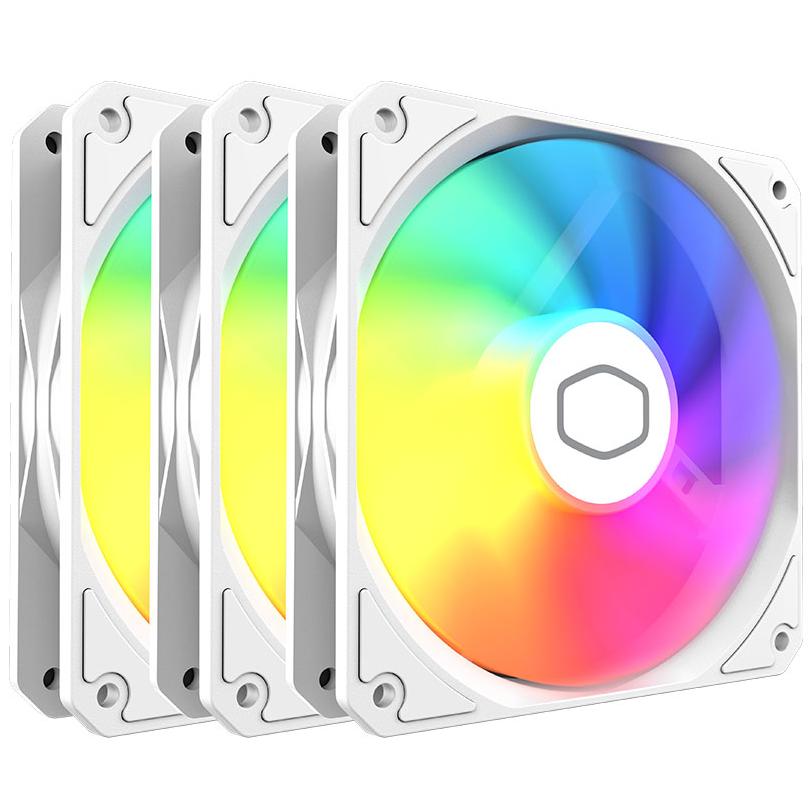 A large main feature product image of Cooler Master MF120 Lite - 120mm ARGB PWM Fan 3-Pack (White)