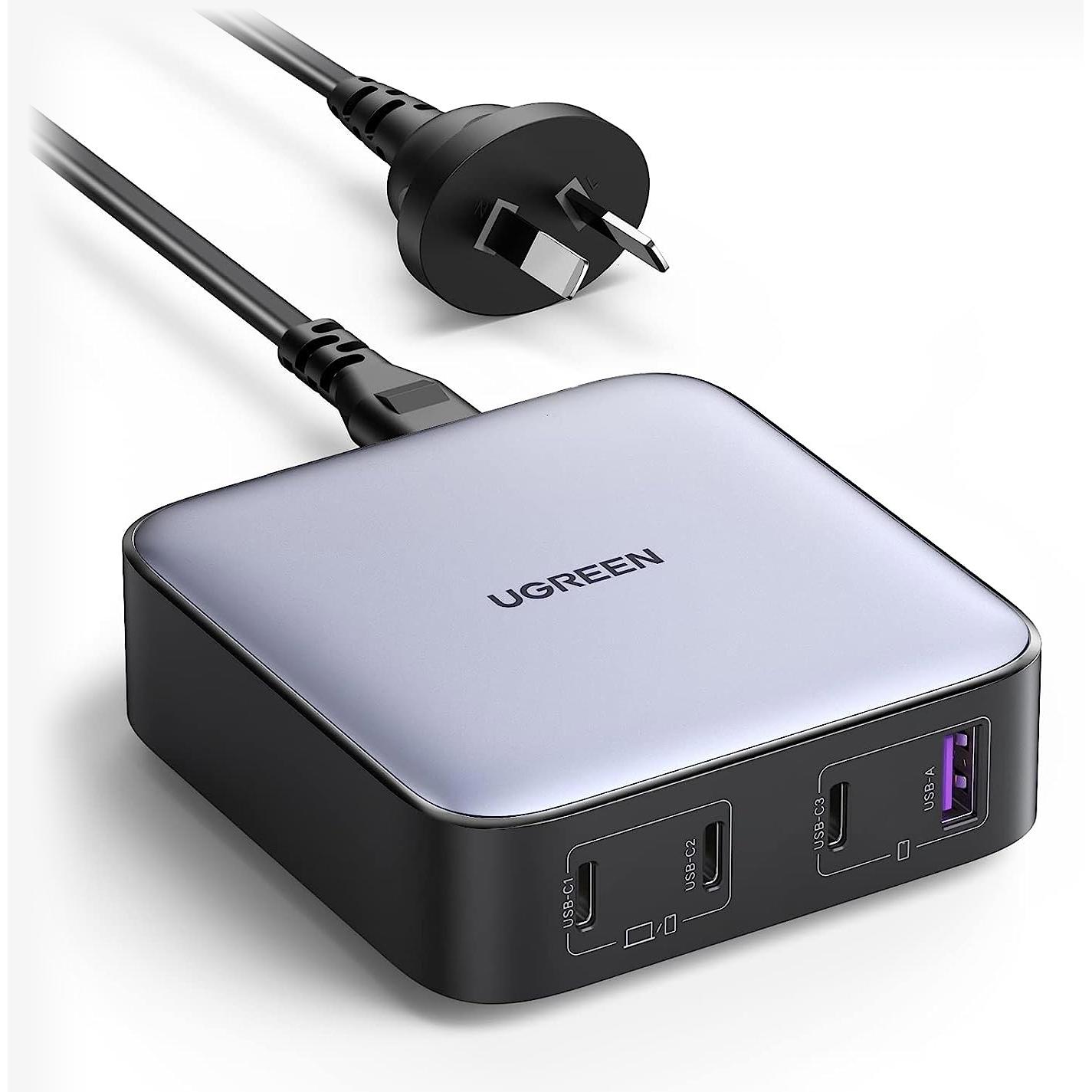 A large main feature product image of UGREEN Nexode 100W USB Type-C PD GaN 4-Port Desktop Charger