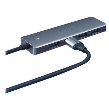 A large main feature product image of UGREEN 4-Port USB Type-C Hub