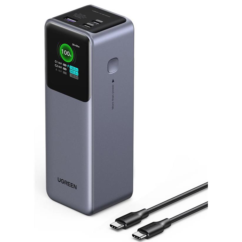 A large main feature product image of UGREEN Nexode 200W 25000mAh 3-Port Power Bank with Digital Display