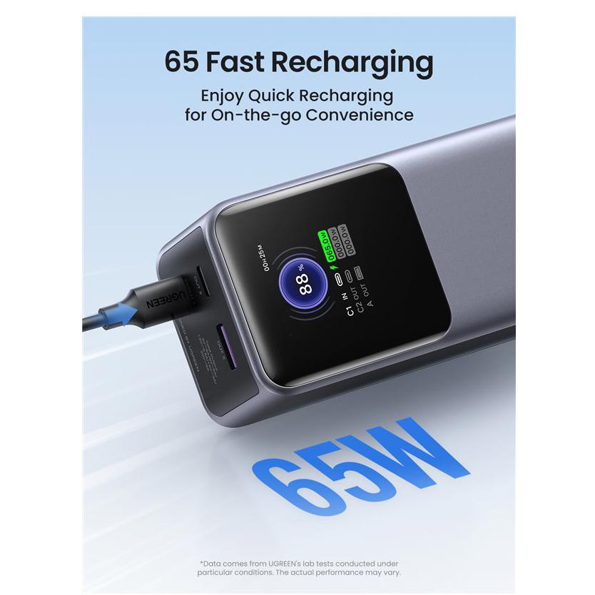 A large main feature product image of UGREEN Nexode 200W 25000mAh 3-Port Power Bank with Digital Display