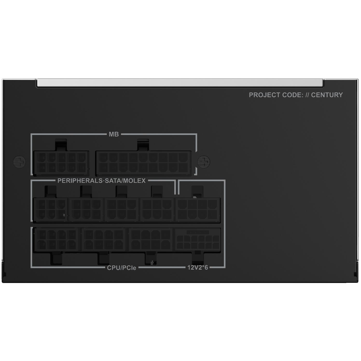 A large main feature product image of Montech CENTURY II 850W Gold ATX 3.1 PCIe 5.1 Modular PSU