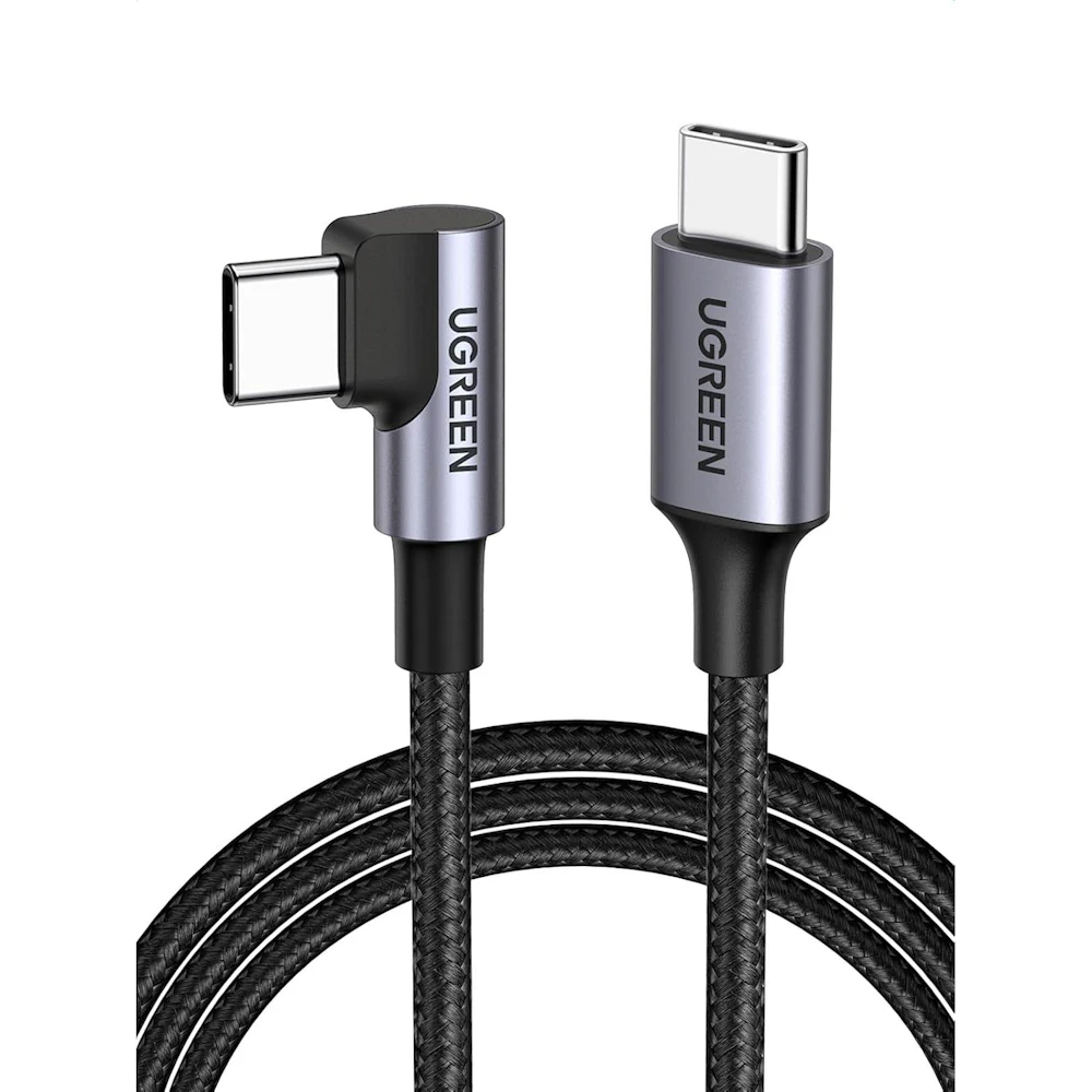 UGREEN USB 2.0 Type-C to Type-C 90 Degree 60W PD Braided Cable (2m)