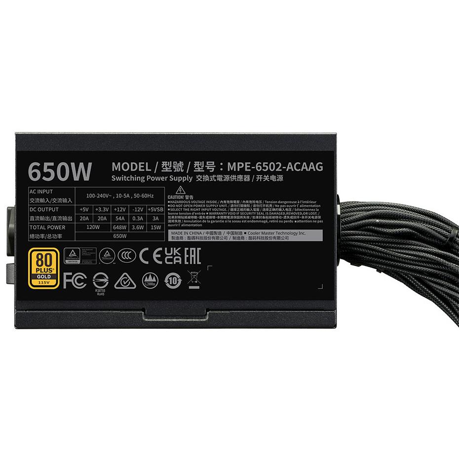 A large main feature product image of Cooler Master MWE V3 650W Gold ATX 3.1 PSU