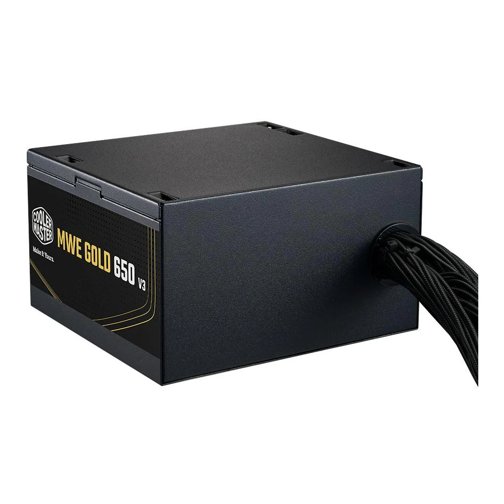 A large main feature product image of Cooler Master MWE V3 650W Gold ATX 3.1 PSU