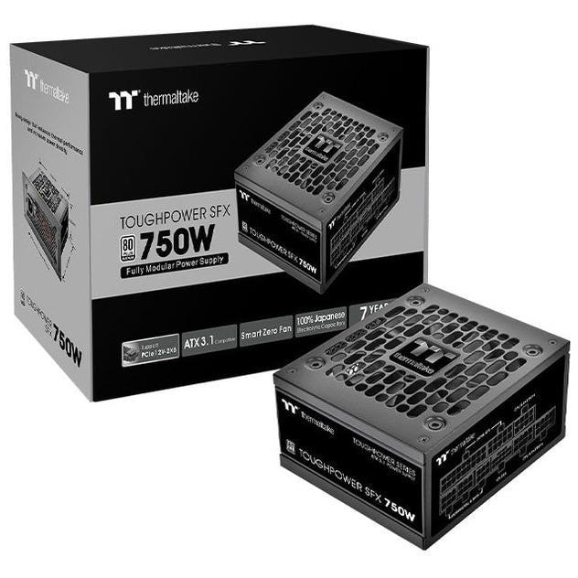 A large main feature product image of Thermaltake Toughpower SFX - 750W Platinum PCIe 5.1 ATX 3.1 Fully Modular PSU