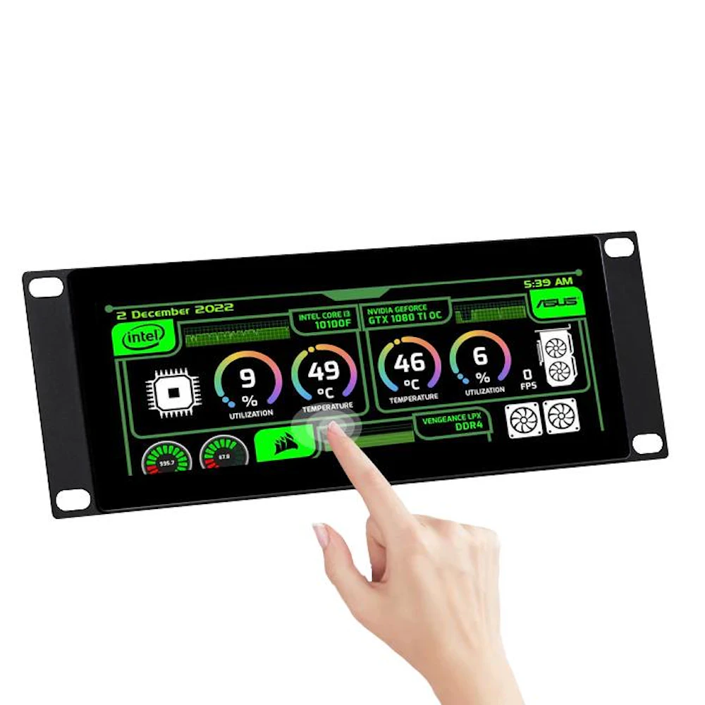 DeskPi RackMate 10" 2U Panel w/ 7.84" 1280x400 LCD Touch Screen Display