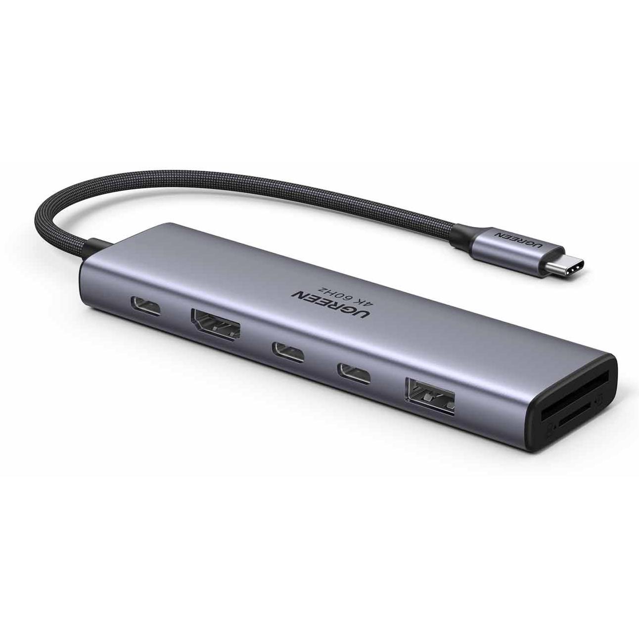 A large main feature product image of UGREEN 7-in-1 Single 4K Display USB Type-C Hub
