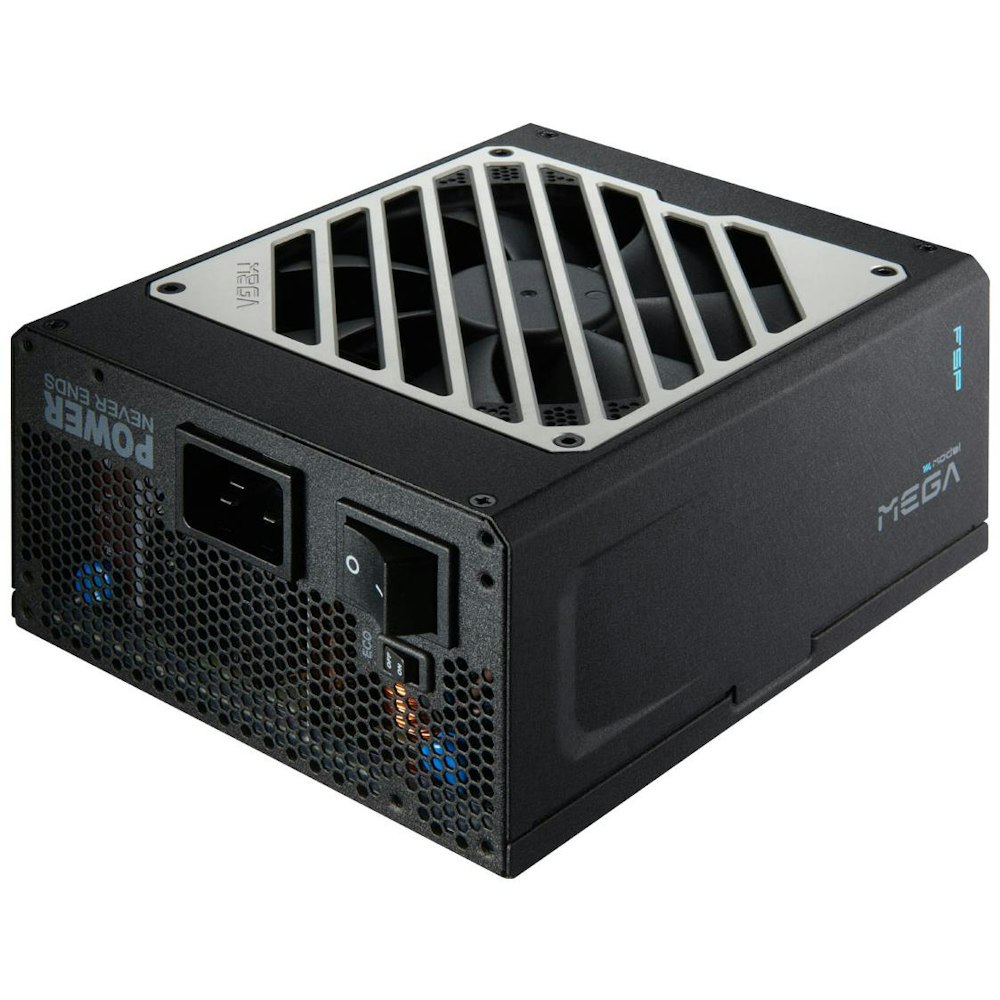 A large main feature product image of FSP Mega TI 1350W Titanium PCIe 5.1 ATX 3.1 Modular PSU