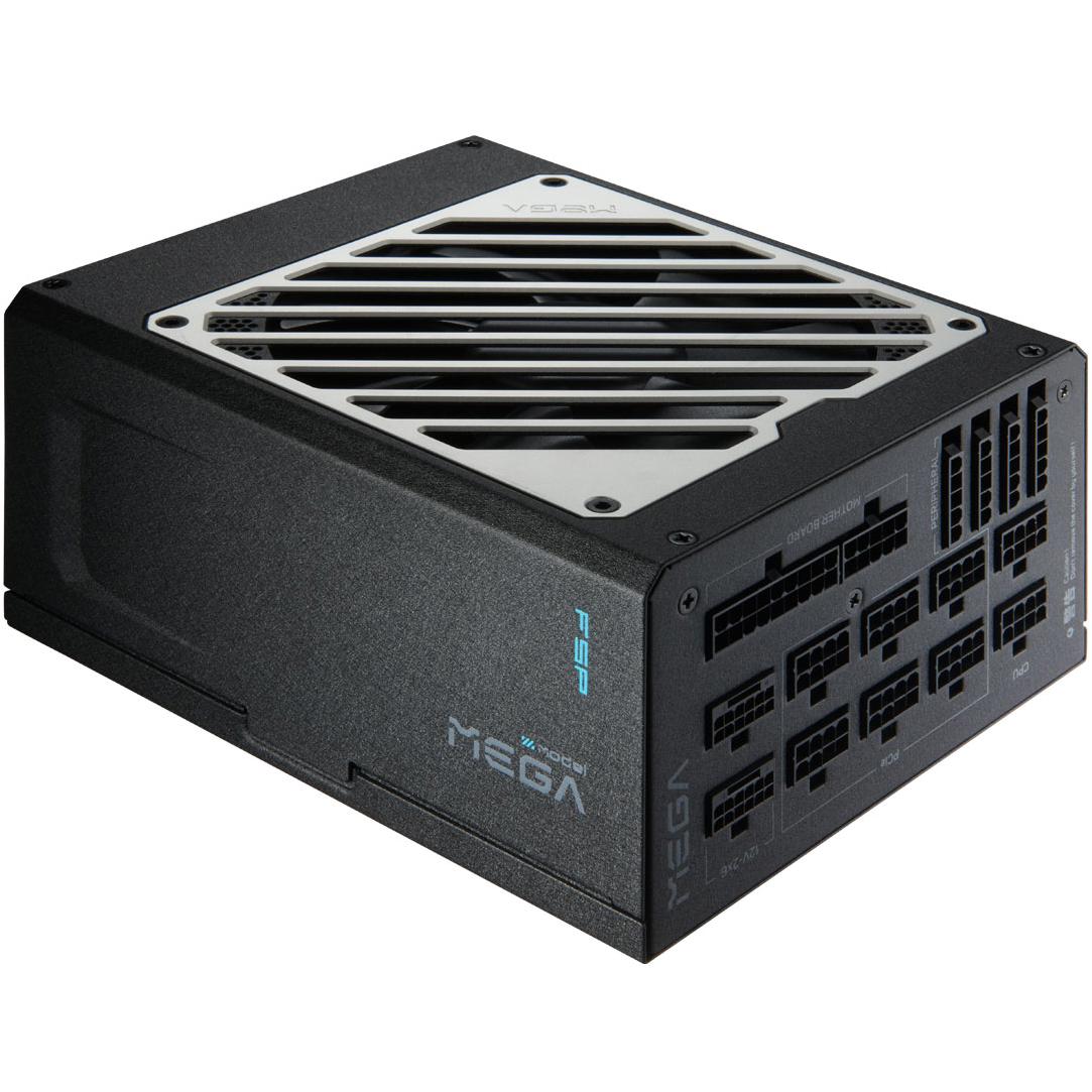 A large main feature product image of FSP Mega TI 1350W Titanium PCIe 5.1 ATX 3.1 Modular PSU