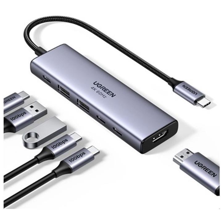 A large main feature product image of UGREEN 6-in-1 Single Display USB Type-C Hub