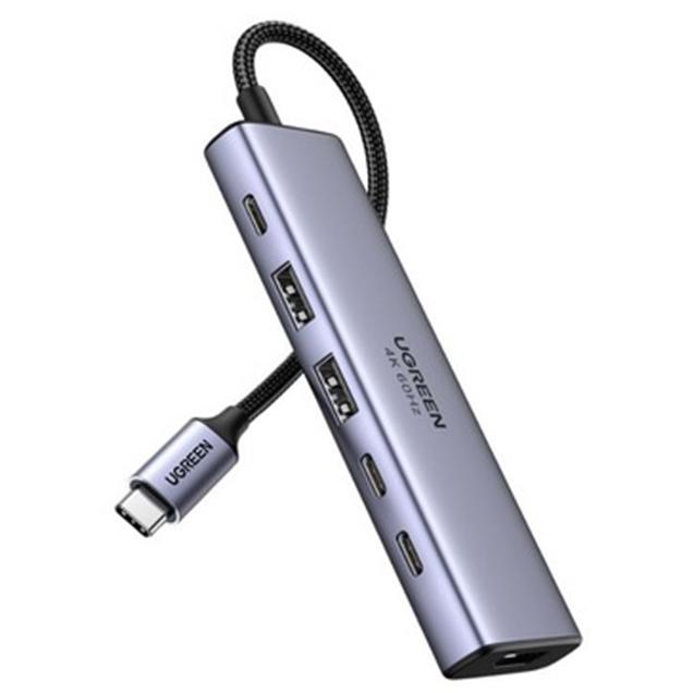 A large main feature product image of UGREEN 6-in-1 Single Display USB Type-C Hub