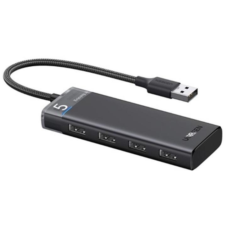 A large main feature product image of UGREEN 4-Port USB 3.2 Type-A Hub w/ Type-C Charging