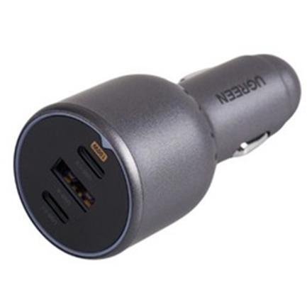A large main feature product image of UGREEN 130W USB 3-Port Fast Car Charger w/ 100W Cable