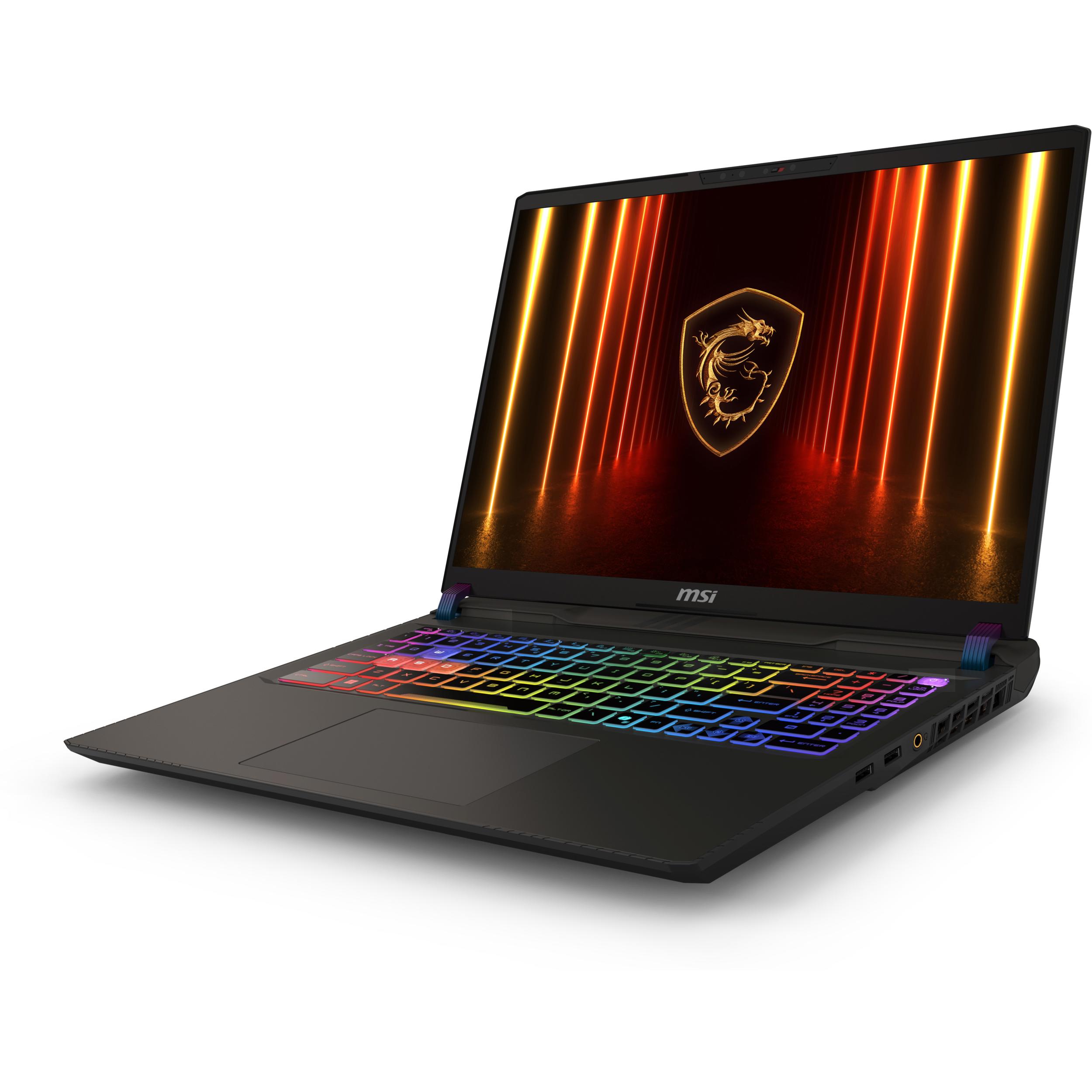A large main feature product image of MSI Vector 16 HX AI (A2XW) - 16" 240Hz, Ultra 9 275HX,  RTX 5070 Ti, 32GB/1TB,  Win 11 Gaming Notebook