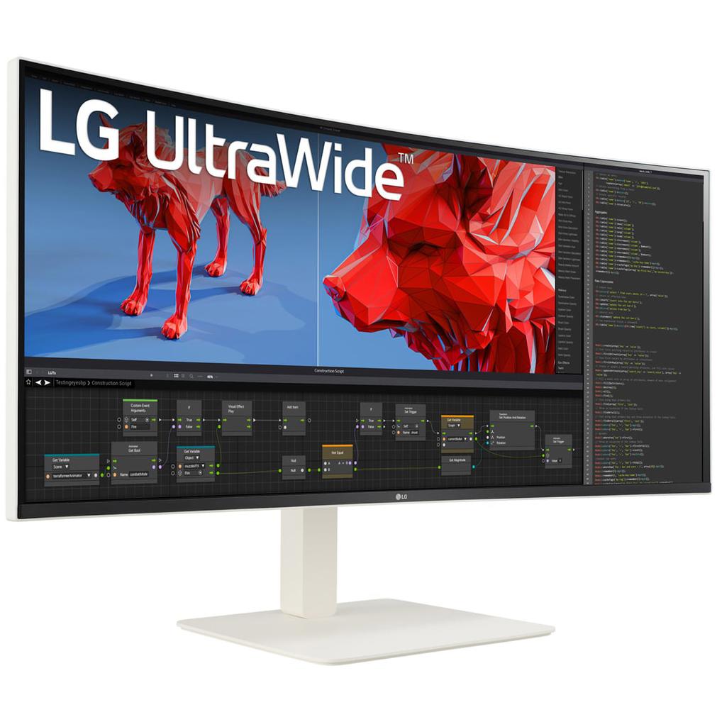 A large main feature product image of LG UltraWide 38WR85QC-W - 38" Curved 1600p Ultrawide 144Hz IPS Monitor