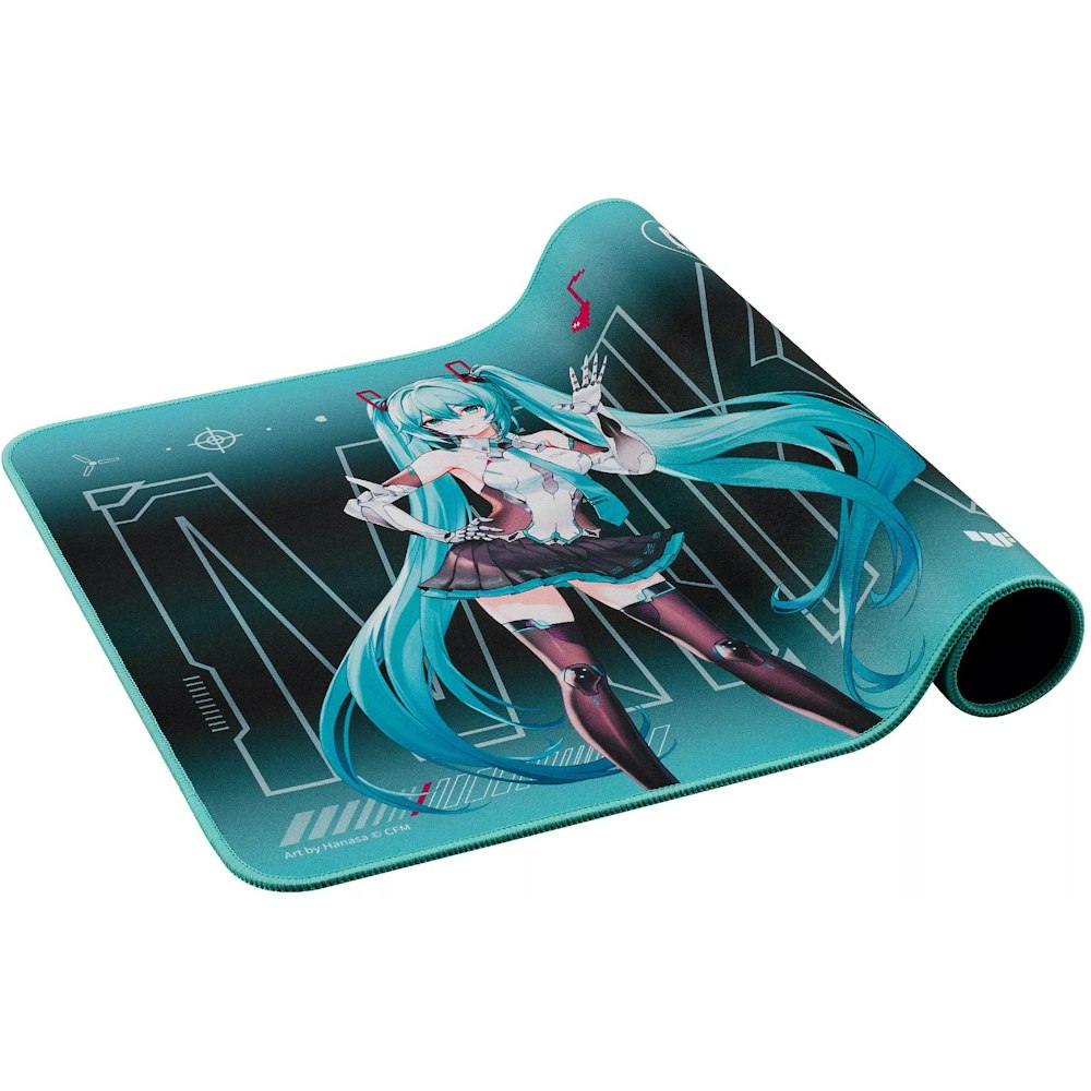 A large main feature product image of ASUS TUF Gaming P1 Mousepad - Hatsune Miku Edition