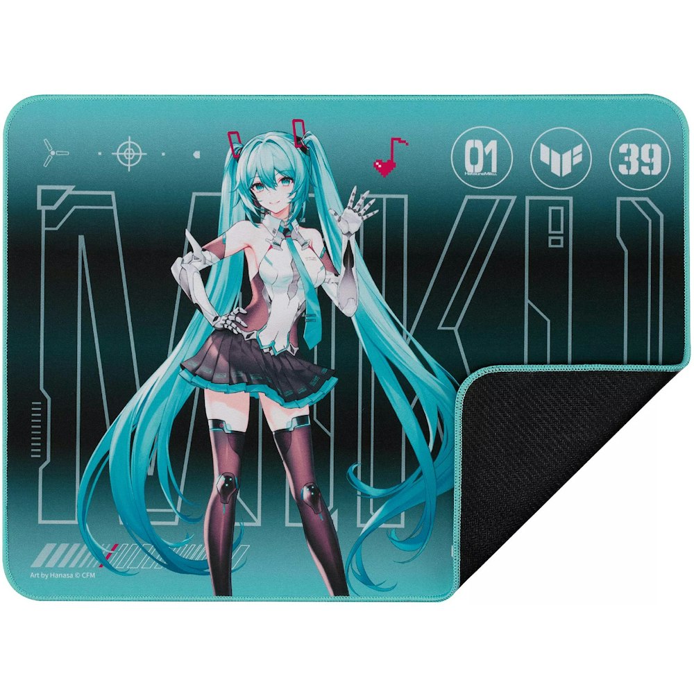 A large main feature product image of ASUS TUF Gaming P1 Mousepad - Hatsune Miku Edition