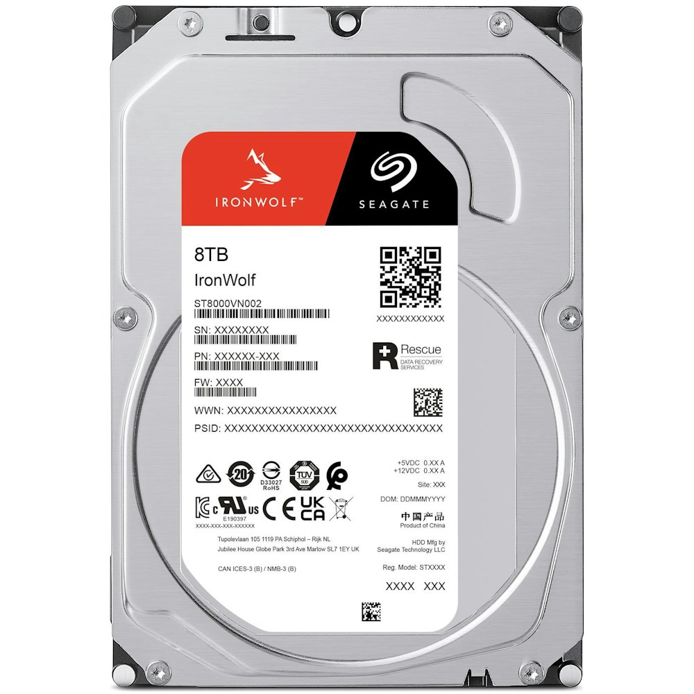 A large main feature product image of Seagate IronWolf 3.5" NAS HDD - 8TB 256MB