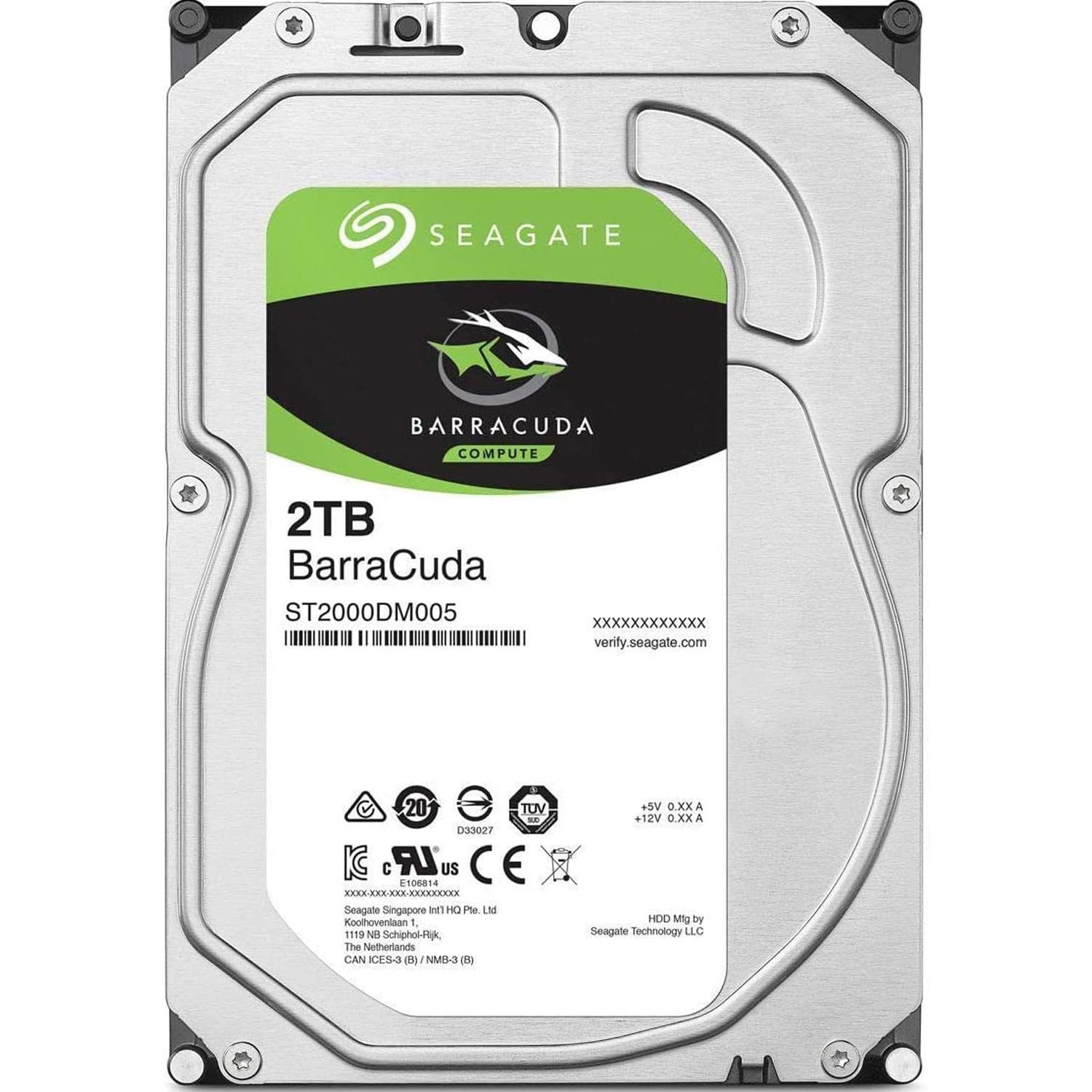 A large main feature product image of Seagate BarraCuda 3.5" Desktop HDD - 2TB 256MB