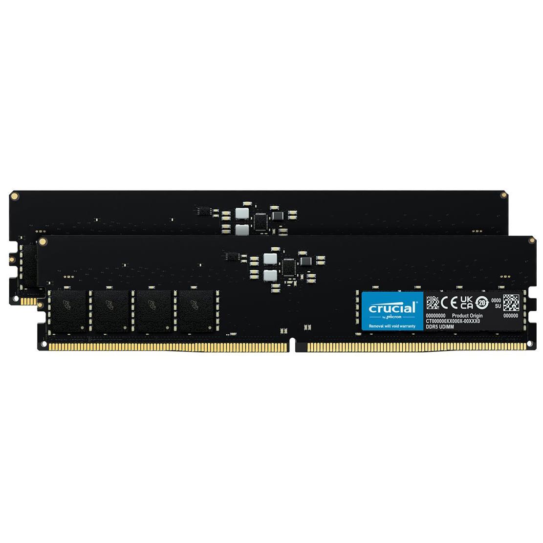 A large main feature product image of Crucial 32GB Kit (2x16GB) DDR5 C40 4800MHz