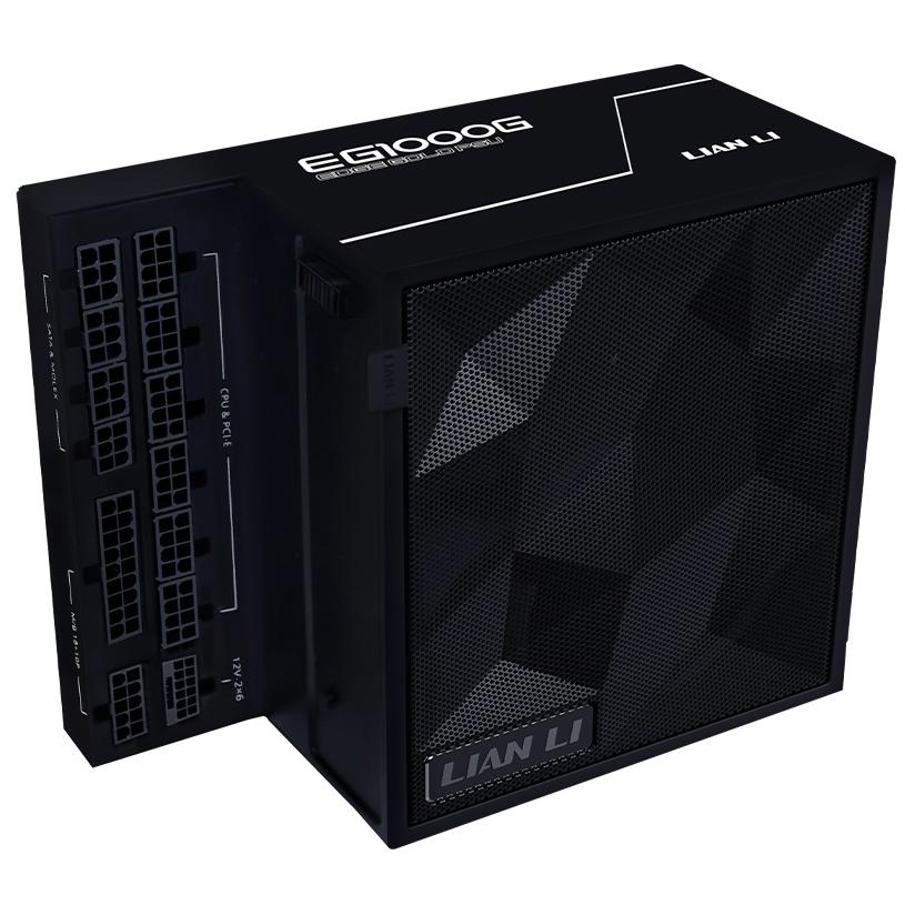 A large main feature product image of Lian Li Edge 1000W Gold PCIe 5.1 ATX 3.1 Modular PSU w/ Edge Hub (Black)