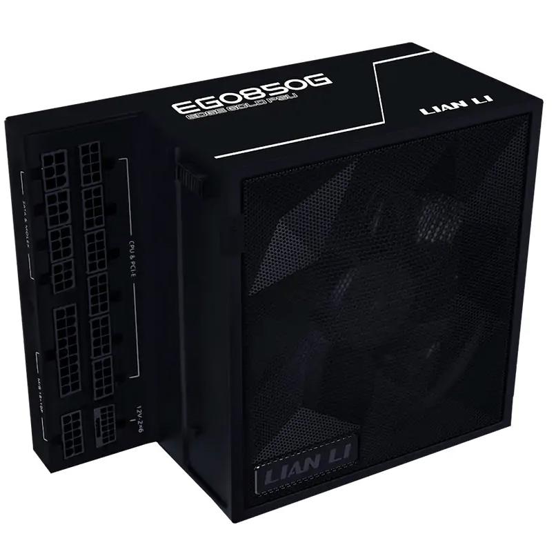 A large main feature product image of Lian Li Edge 850W Gold PCIe 5.1 ATX 3.1 Modular PSU (Black)