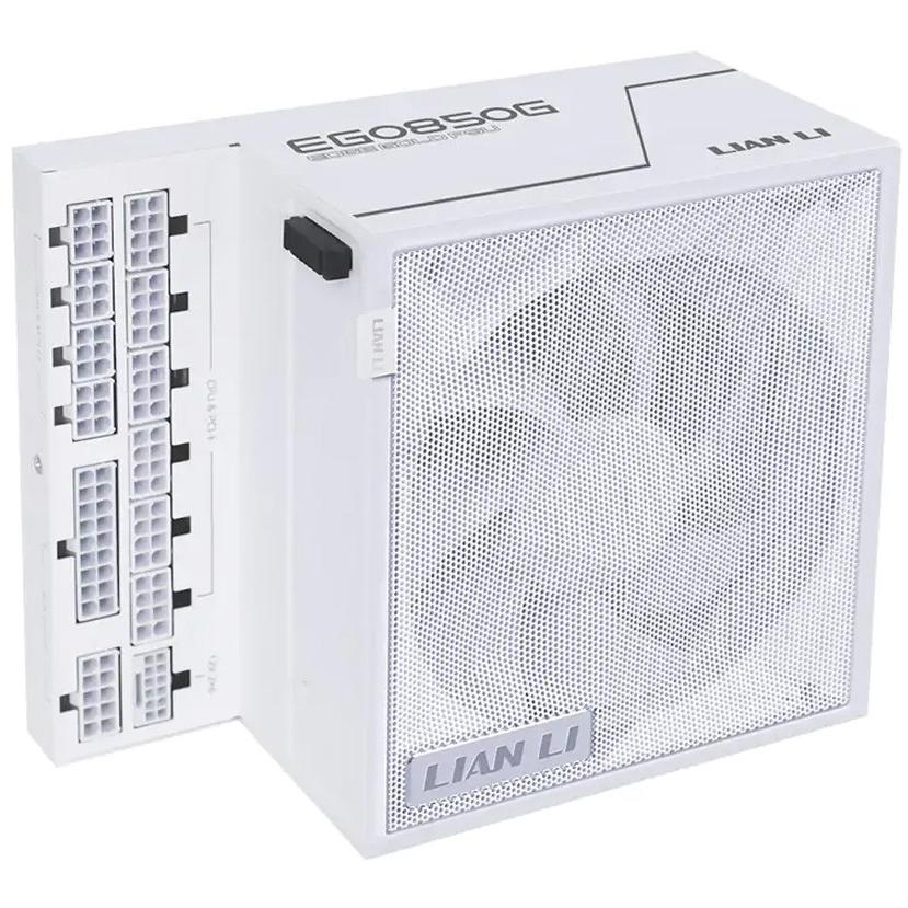 A large main feature product image of Lian Li Edge 850W Gold PCIe 5.1 ATX 3.1 Modular PSU (White)