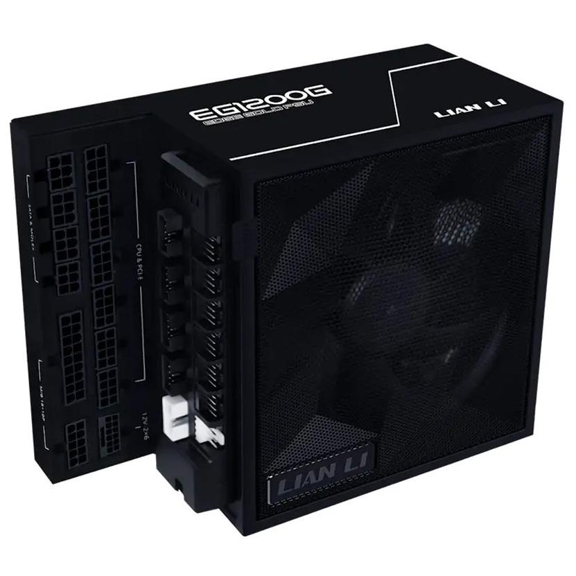 A large main feature product image of Lian Li Edge 1200W Gold PCIe 5.1 ATX 3.1 Modular PSU w/ Edge Hub (Black)
