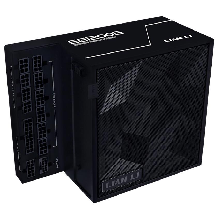 A large main feature product image of Lian Li Edge 1200W Gold PCIe 5.1 ATX 3.1 Modular PSU w/ Edge Hub (Black)