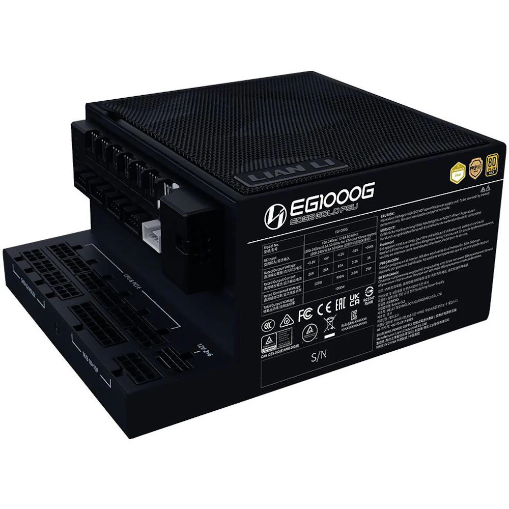 Lian Li Edge 1000W Gold PCIe 5.1 ATX 3.1 Modular PSU w/ Edge Hub (Black)