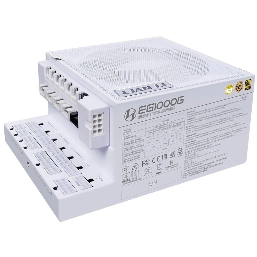 Lian Li Edge 1000W Gold PCIe 5.1 ATX 3.1 Modular PSU w/ Edge Hub (White)