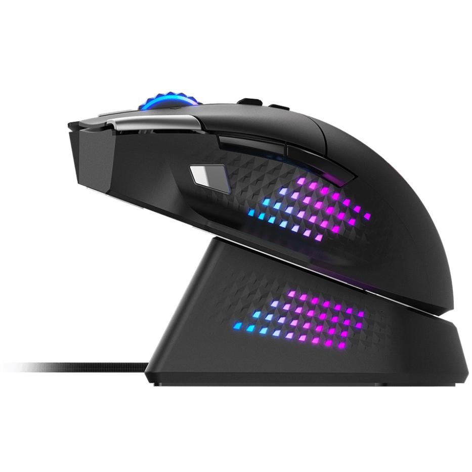 A large main feature product image of MSI Versa Pro Wireless Gaming Mouse + Mouse Dock Pro 