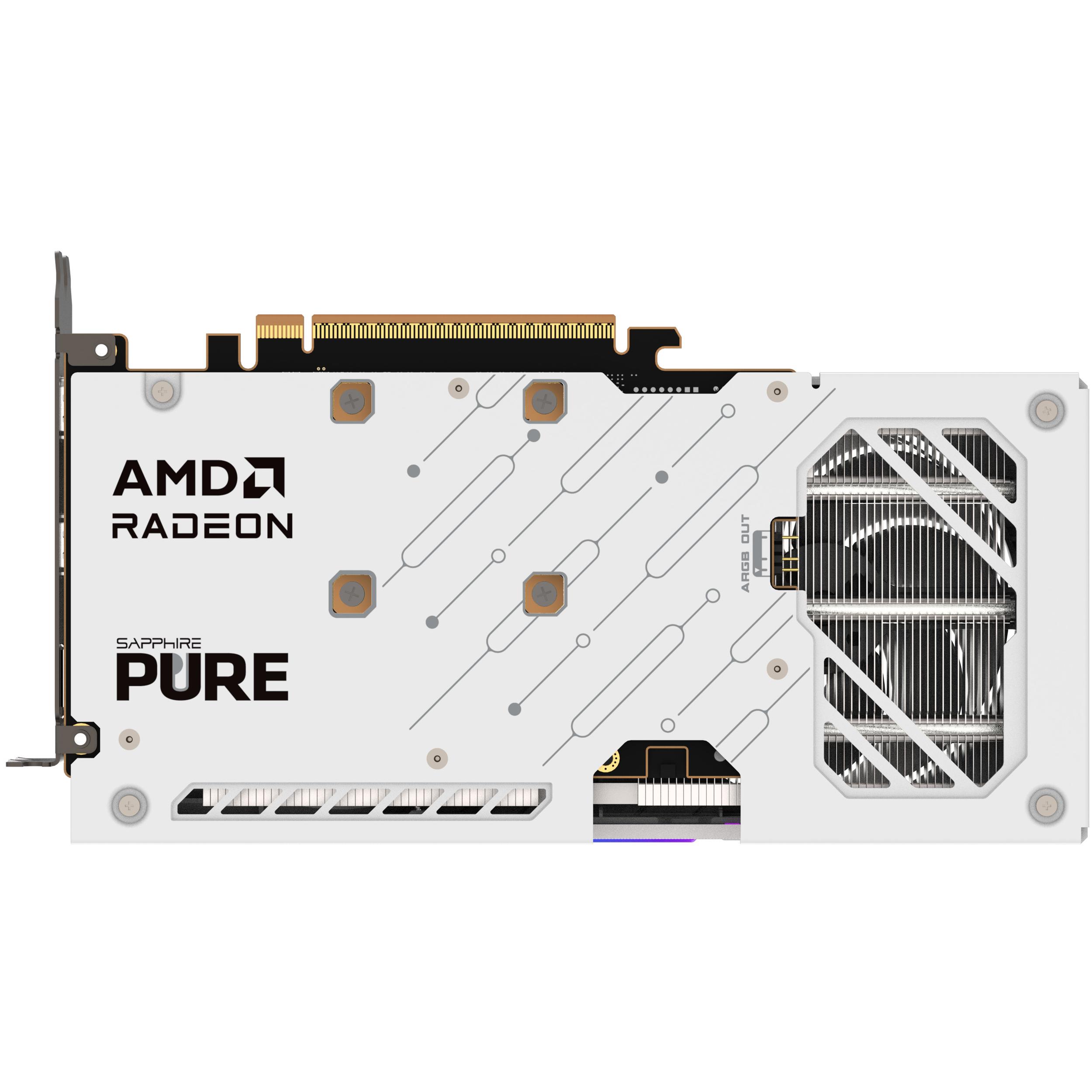 A large main feature product image of SAPPHIRE PURE Radeon RX 9060 XT 16GB GDDR6 - White