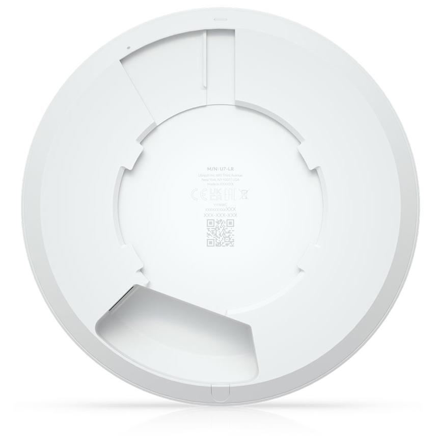A large main feature product image of Ubiquiti UniFi U7 Long-Range Ceiling-Mounted Wi-Fi 7 Wireless Access Point