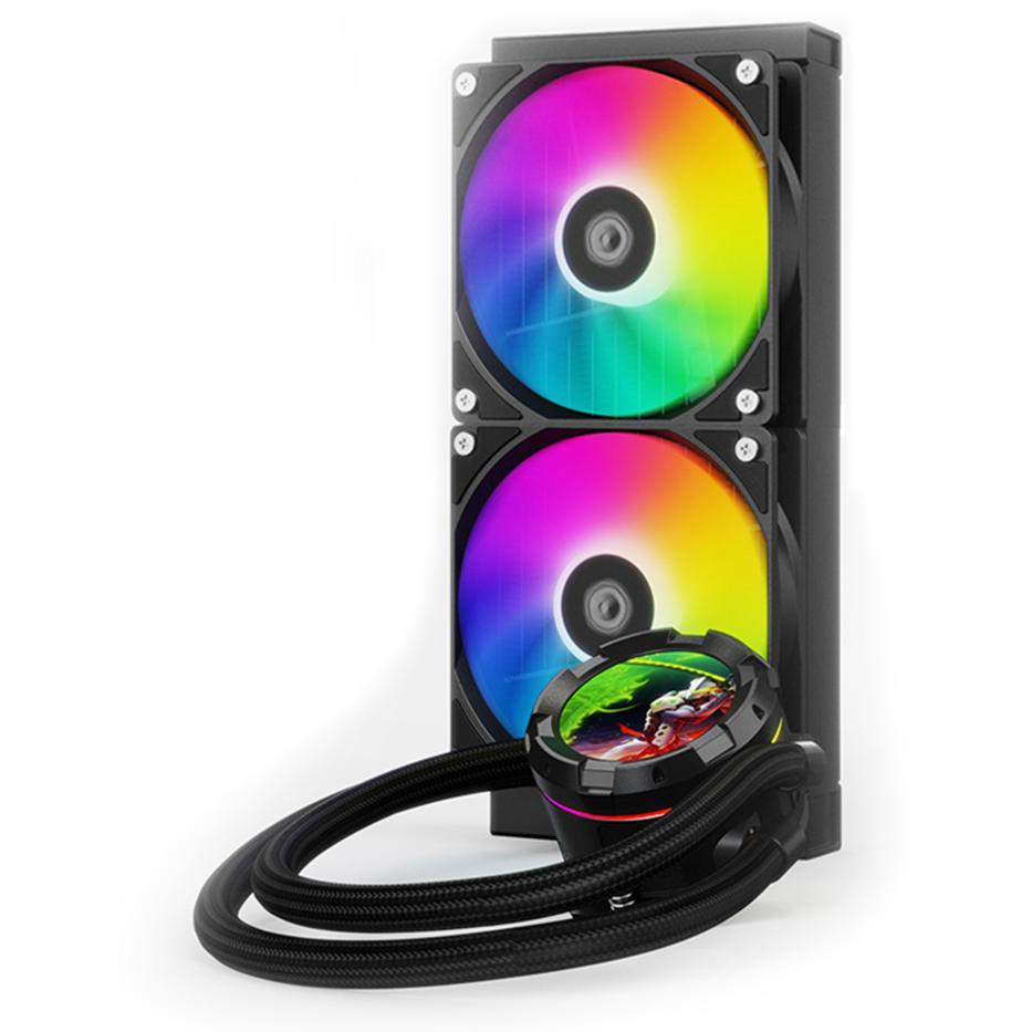A large main feature product image of ID-COOLING SL240 XE Space LCD 240mm ARGB AIO Liquid CPU Cooler (Black)