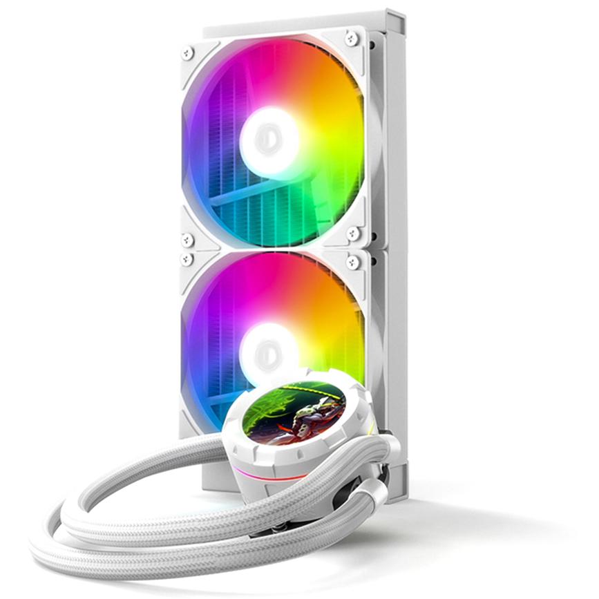 A large main feature product image of ID-COOLING SL240 XE Space LCD 240mm ARGB AIO Liquid CPU Cooler (White)