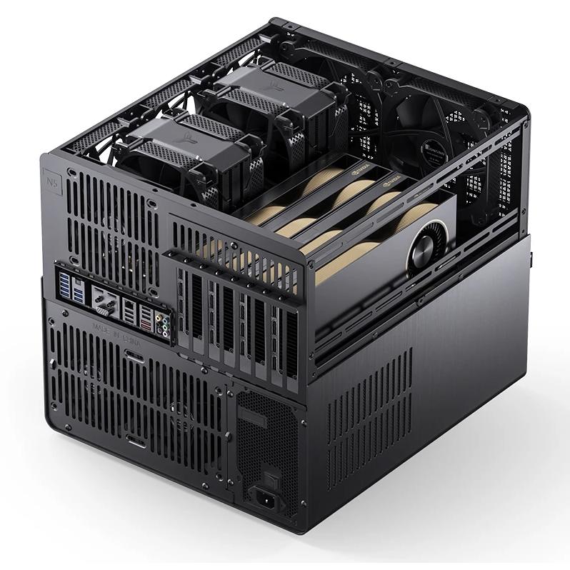 A large main feature product image of Jonsbo N5 - 49L Compact eATX 12-Bay NAS Case (Black)