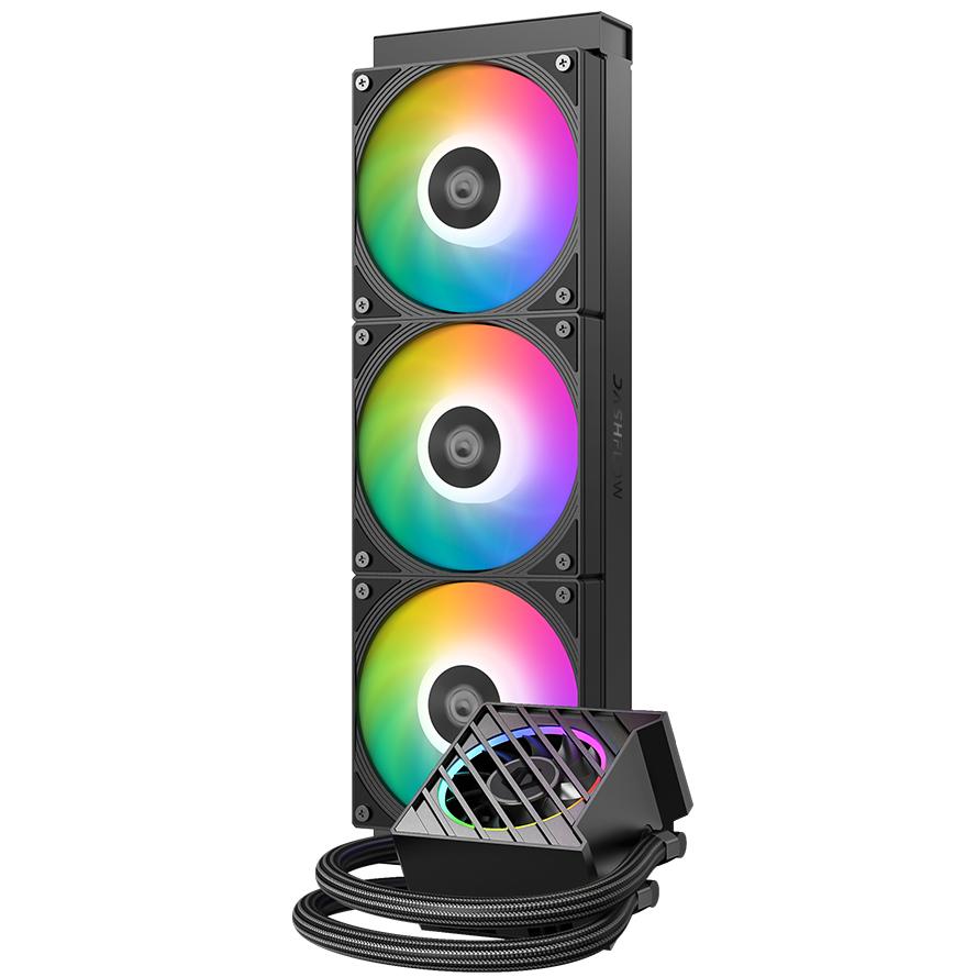 A large main feature product image of ID-COOLING DashFlow 360 XT PRO 360mm ARGB AIO Liquid CPU Cooler (Black)