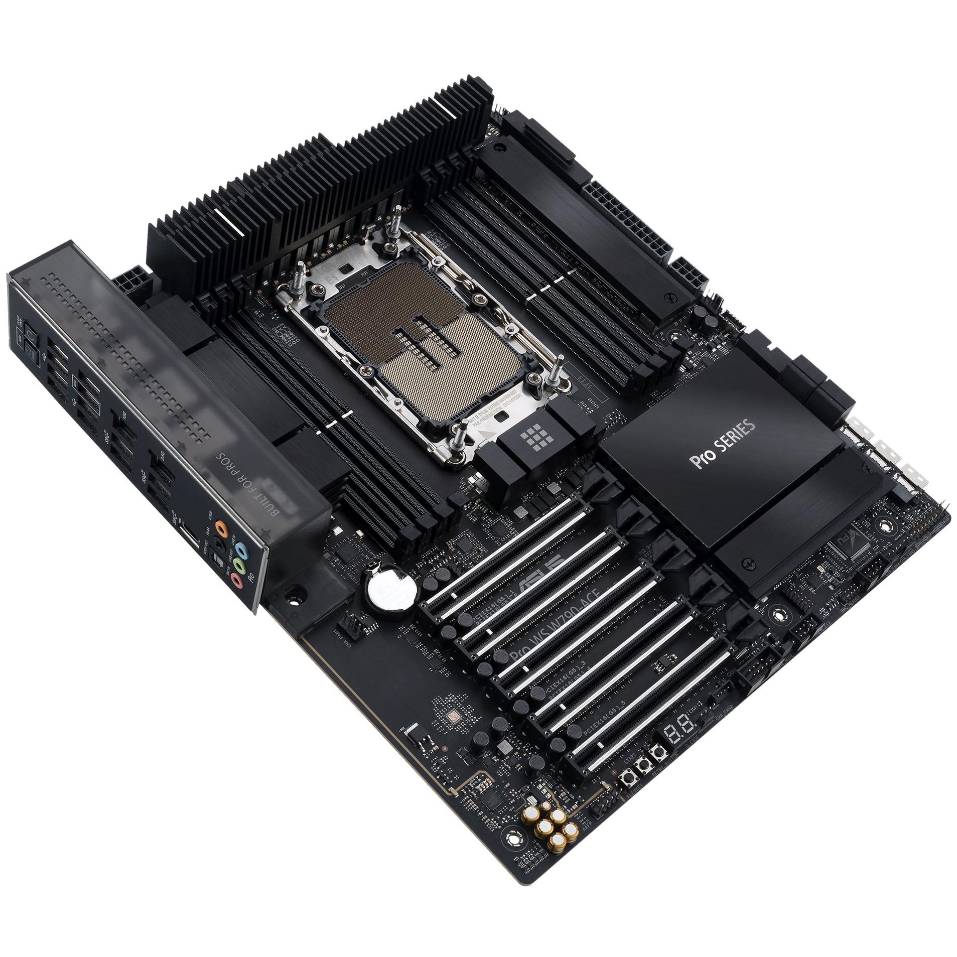 A large main feature product image of ASUS PRO WS W790-ACE LGA4677 Workstation Motherboard