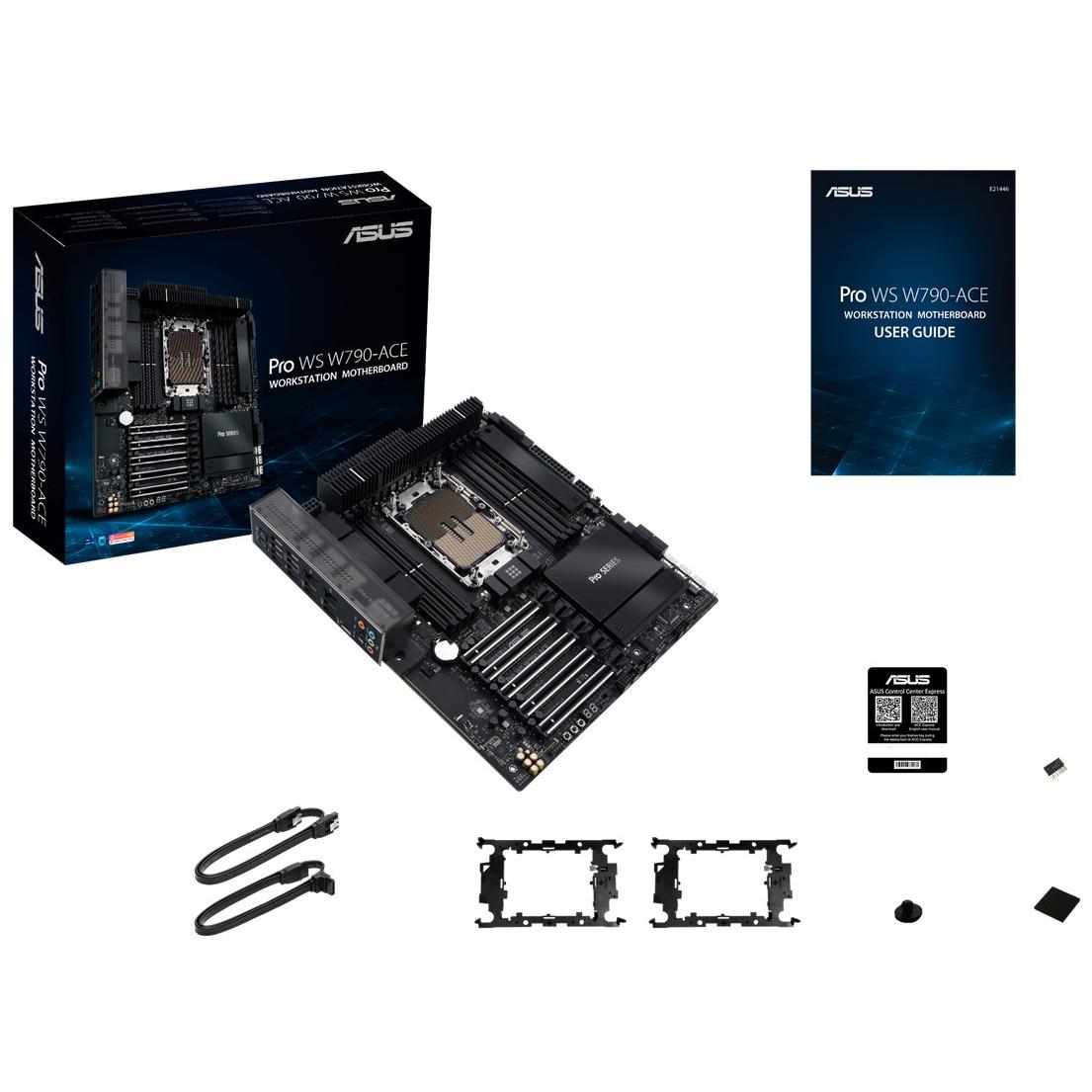 A large main feature product image of ASUS PRO WS W790-ACE LGA4677 Workstation Motherboard