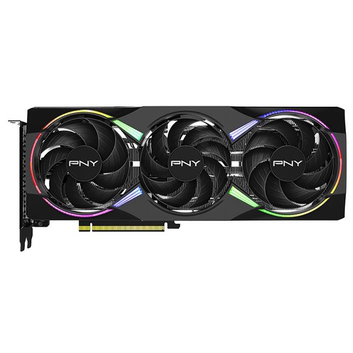 A large main feature product image of PNY GeForce RTX 5060 Ti ARGB OC 16GB GDDR7