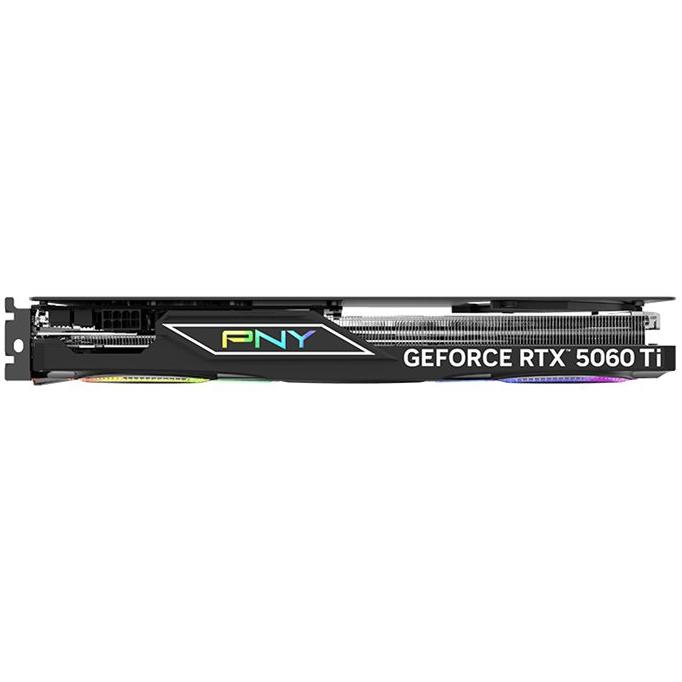 A large main feature product image of PNY GeForce RTX 5060 Ti ARGB OC 16GB GDDR7