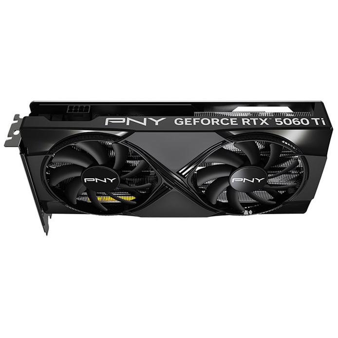 A large main feature product image of PNY GeForce RTX 5060 Ti Dual Fan OC 8GB GDDR7