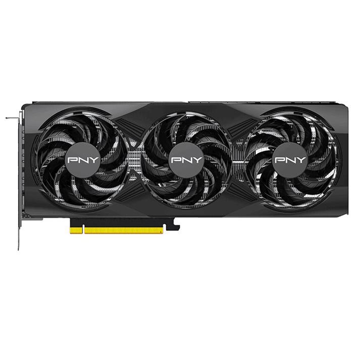 A large main feature product image of PNY GeForce RTX 5070 Triple Fan OC 12GB GDDR7