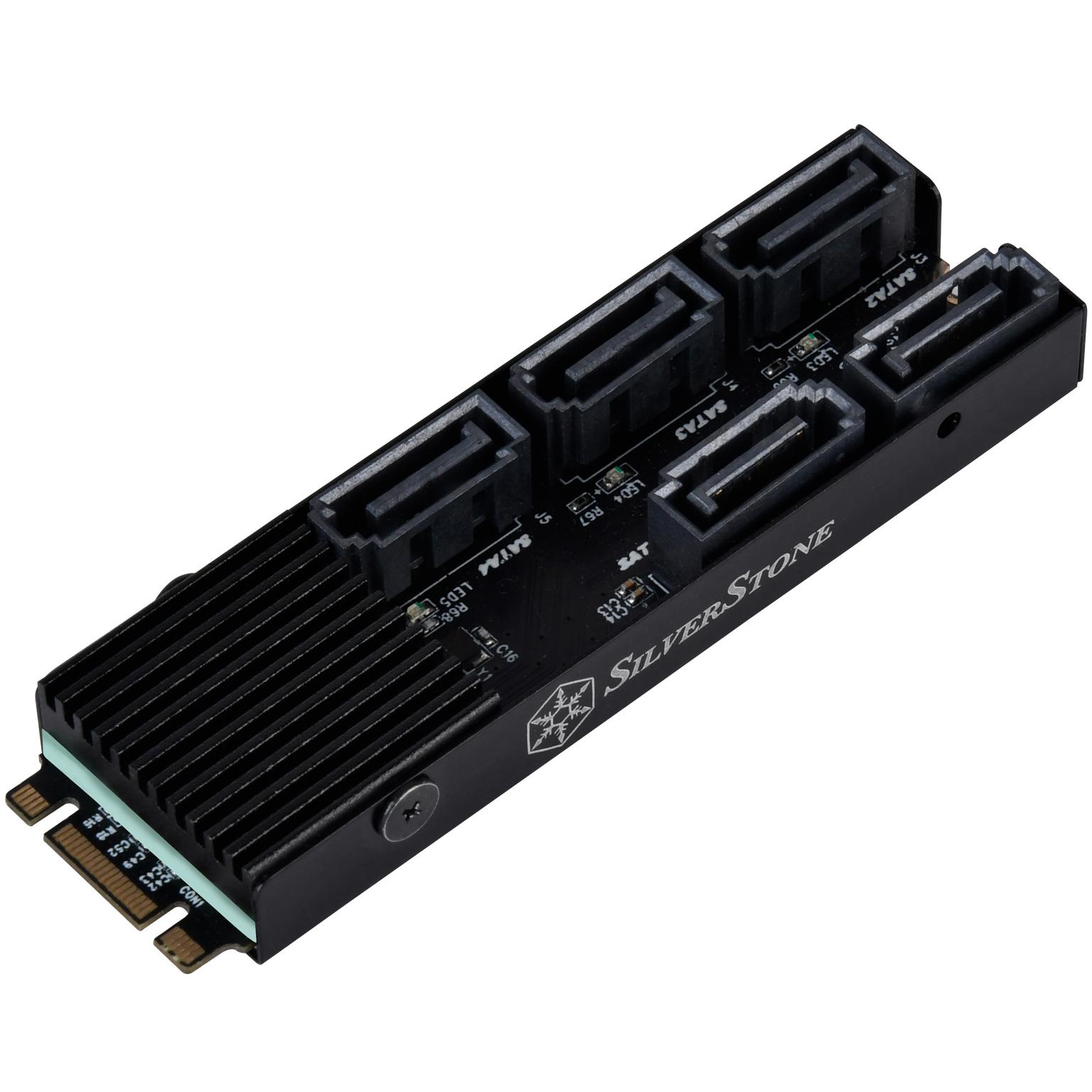 A large main feature product image of SilverStone ECS07 5-Port SATA 3 M.2 Expansion Card